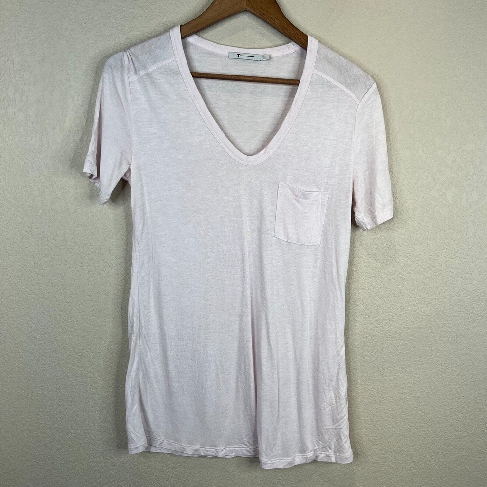 T By Alexander Wang Womens Classic Pocket T-Shirt Sz XS Lilac Short Sleeve Soft